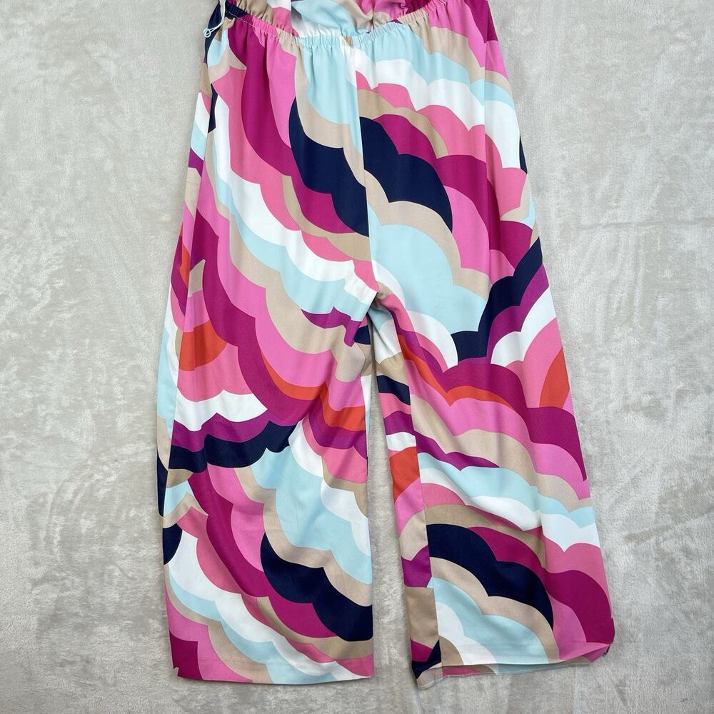 Trina Turk Dizzy Jumpsuit Wide Leg Abstract Multicolor Wave Size 10 (No Belt) - Picture 5 of 14